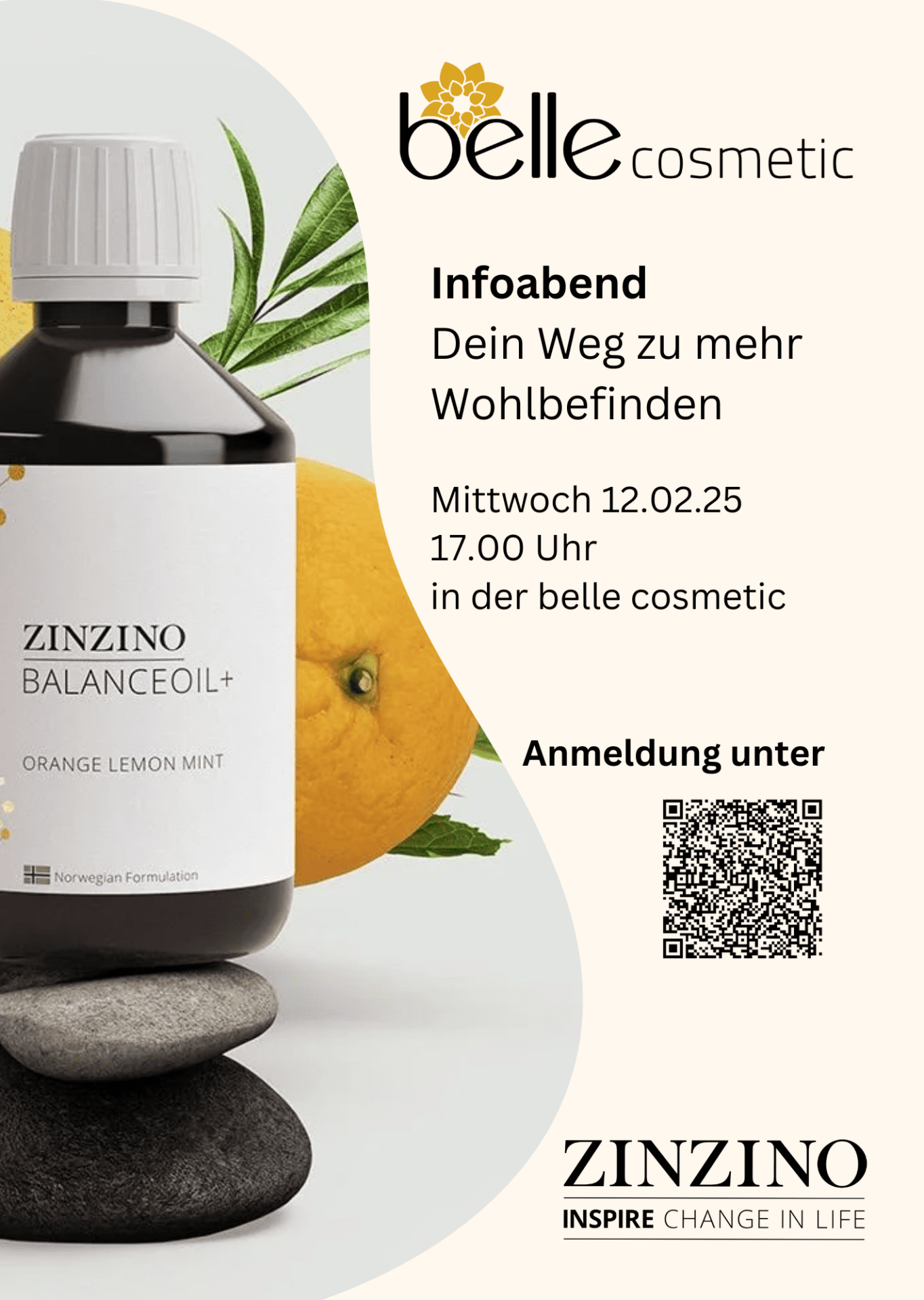 Flyer Infoabend Zinzino belle cosmetic